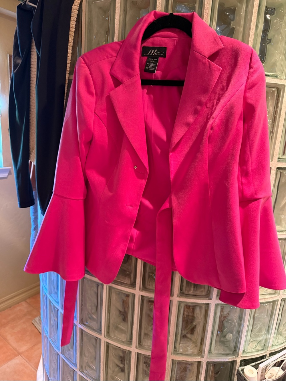 Midnight Velvet Hot Pink Bell Sleeve Blazer